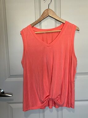 Walmart Brand Women’s Coral Sleeveless V-Neck Knot Front Top spring tops plus